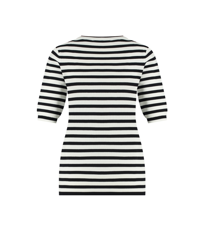 Studio Anneloes Luna stripe short slv pullover 1169 off white/dark blue