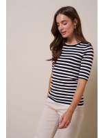 Studio Anneloes Luna stripe short slv pullover 1169 off white/dark blue