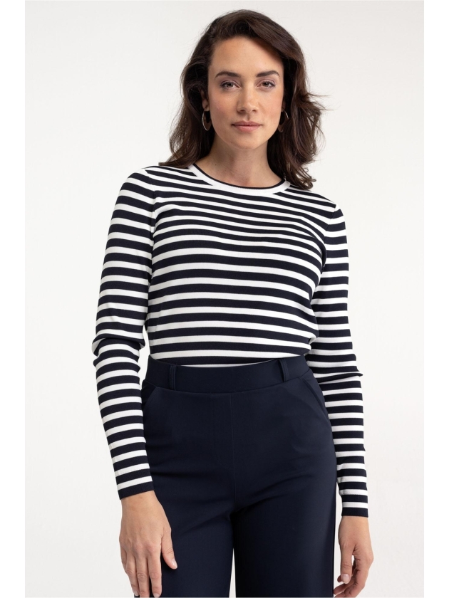 Studio Anneloes Luna stripe pullover 6911 dark blue/off white