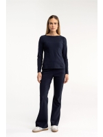 Studio Anneloes Flair bonded trousers 6900 dark blue