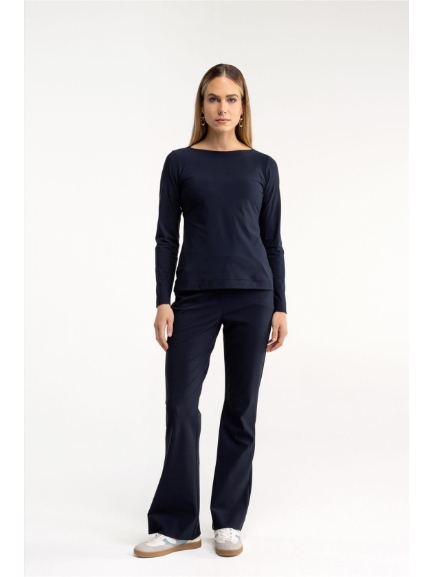 Studio Anneloes Flair bonded trousers 6900 dark blue