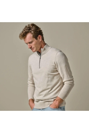 Profuomo PULLOVER HALF ZIP LS D BEIGE Dark beige