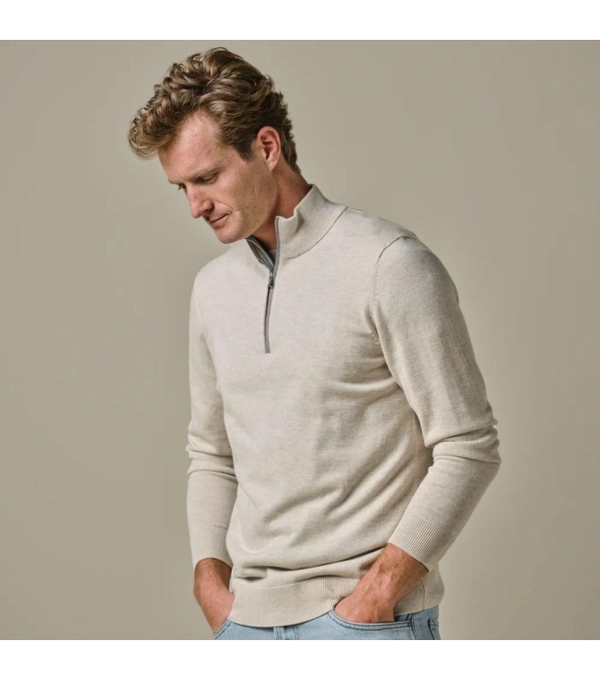 Profuomo PULLOVER HALF ZIP LS D BEIGE Dark beige