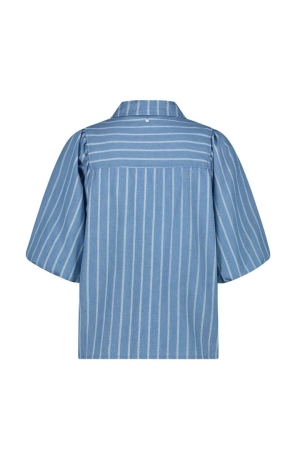 Tramontana Chambray Striped Blouse 000043 Light indigo denim