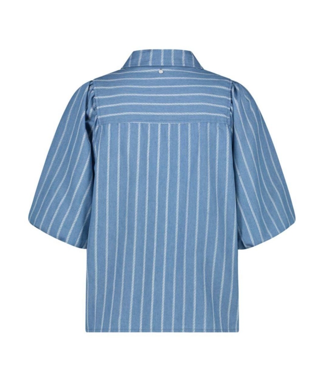 Tramontana Chambray Striped Blouse 000043 Light indigo denim