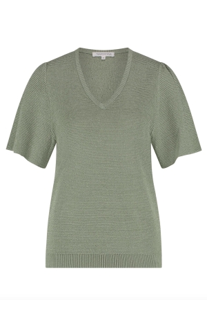 Tramontana V-Neck Lurex Jumper 005725 Pistacchio
