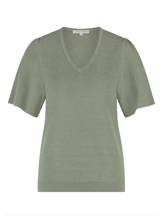 Tramontana V-Neck Lurex Jumper 005725 Pistacchio