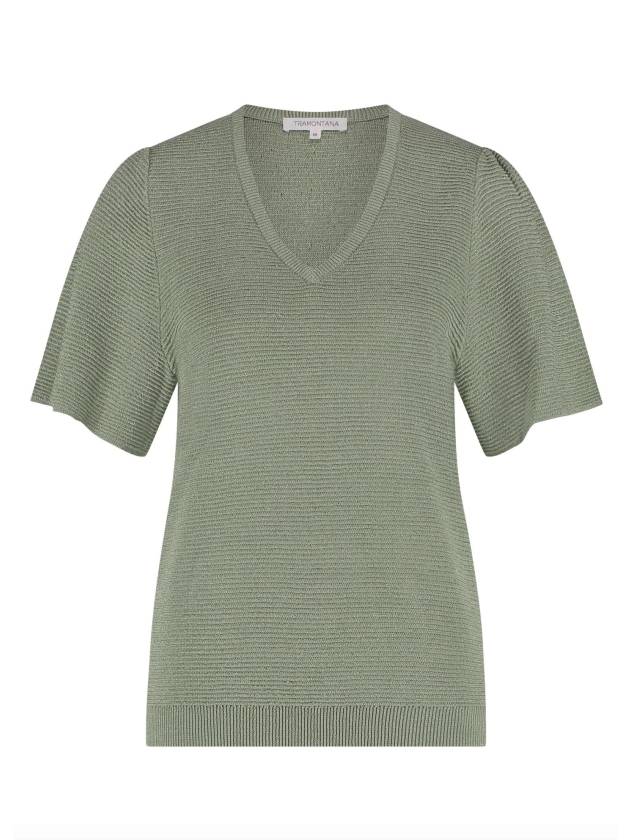 Tramontana V-Neck Lurex Jumper 005725 Pistacchio