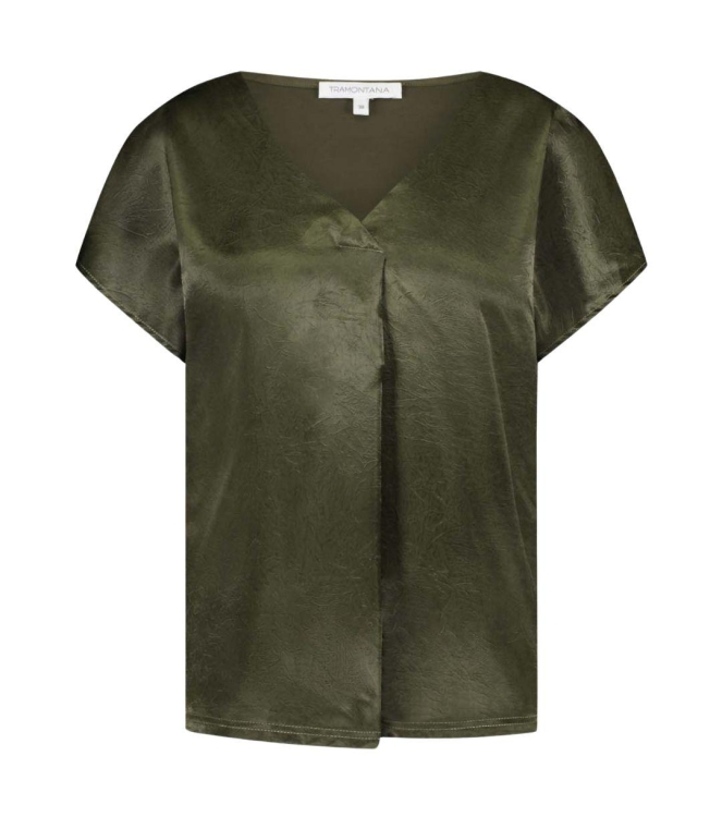 Tramontana Crinkled Satin Top 006195 Jungle green
