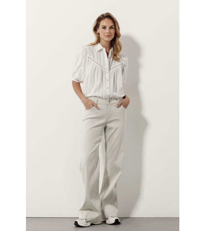 Tramontana Lurex Wide-Leg Denim Trousers 002040 Light sand