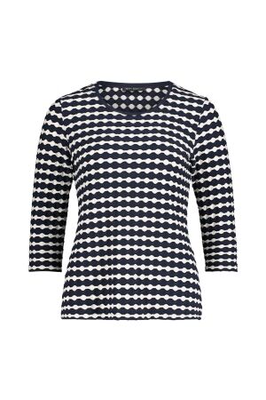 Betty Barclay Shirt Kurz 3/4 Arm 8813 Dark blue/cream