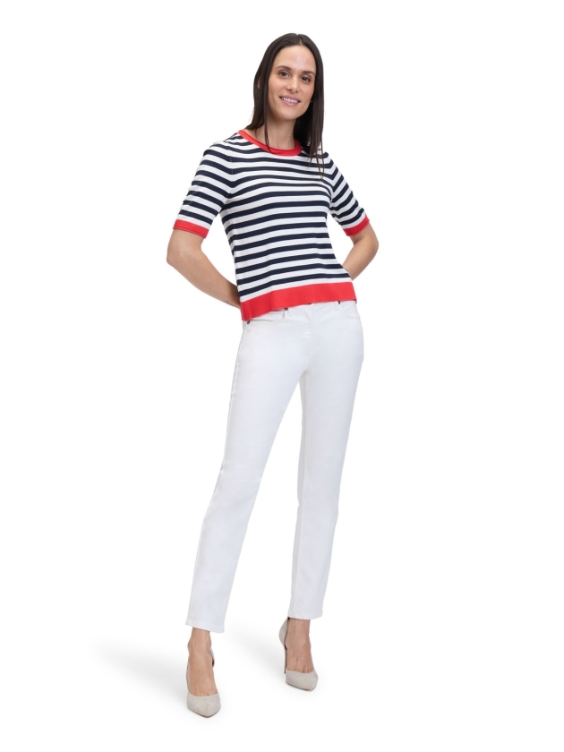 Betty Barclay Strickpullover Kurz 1/2 Arm 8943 Patch dark blue/red