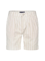 Red Button Cleo short cotton linen stripe Dark sand