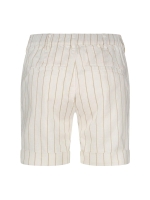 Red Button Cleo short cotton linen stripe Dark sand
