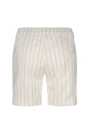 Red Button Cleo short cotton linen stripe Dark sand