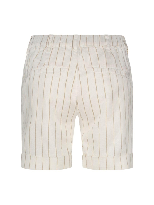 Red Button Cleo short cotton linen stripe Dark sand