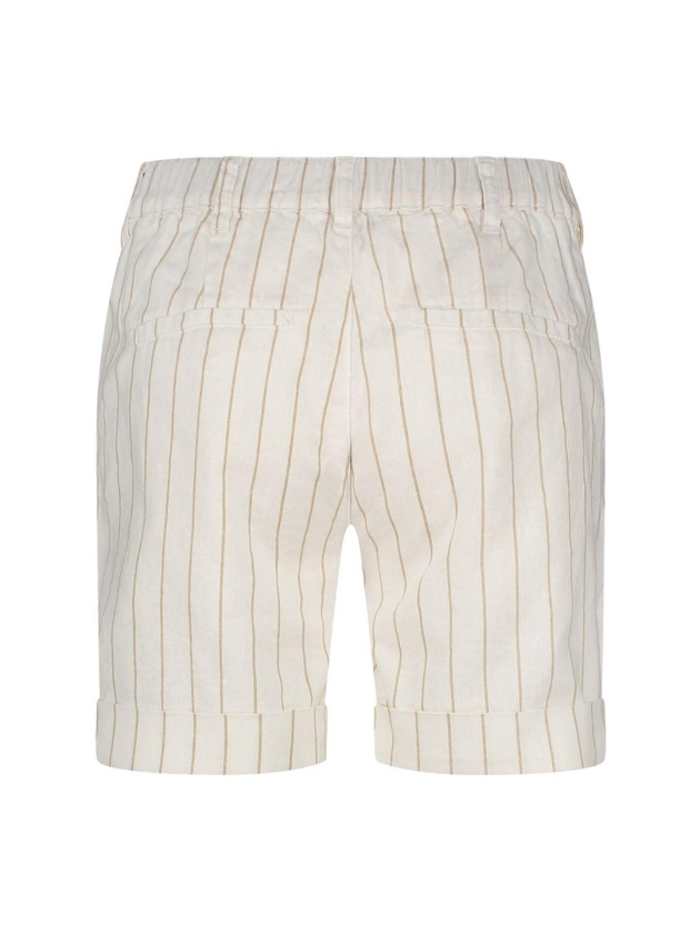 Red Button Cleo short cotton linen stripe Dark sand