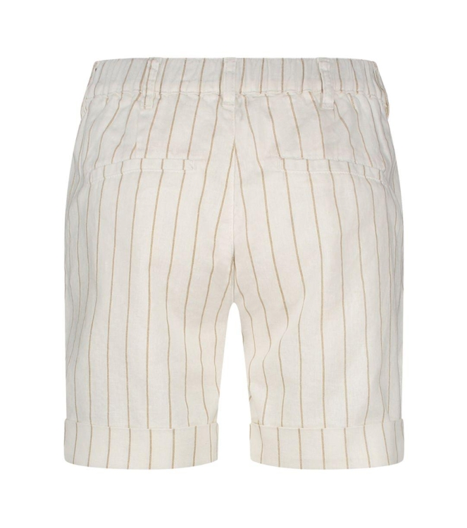 Red Button Cleo short cotton linen stripe Dark sand