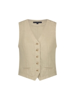 Red Button Waistcoat cotton linen Pebble