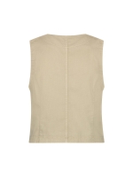 Red Button Waistcoat cotton linen Pebble