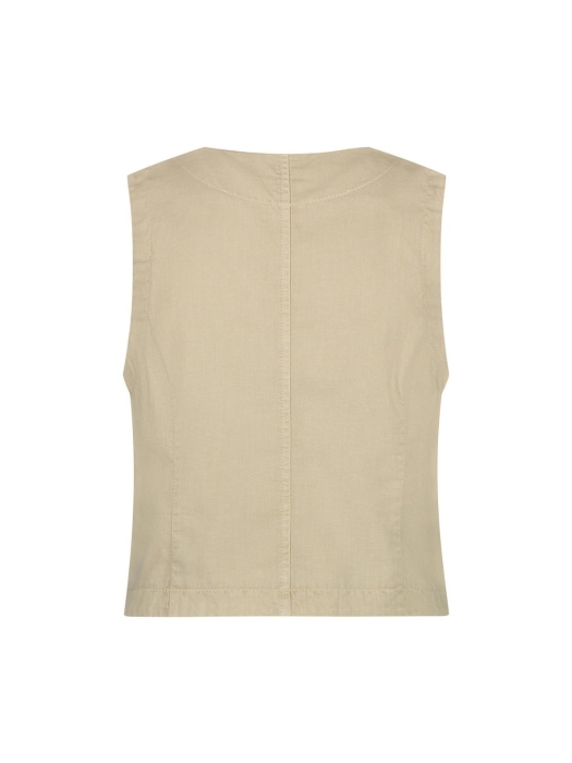 Red Button Waistcoat cotton linen Pebble