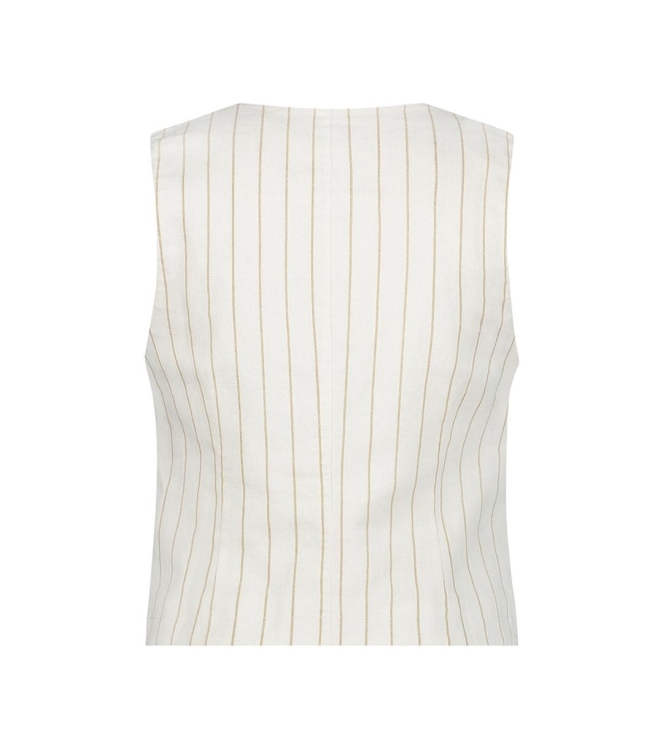 Red Button Waistcoat cotton linen stripe Dark sand