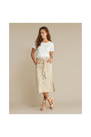Red Button Birdie skirt cotton linen Pebble