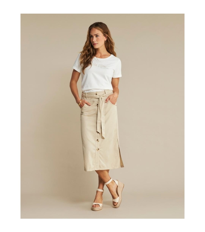 Red Button Birdie skirt cotton linen Pebble