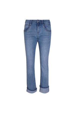 Red Button Kate denim & embroid. pockets Stoneused