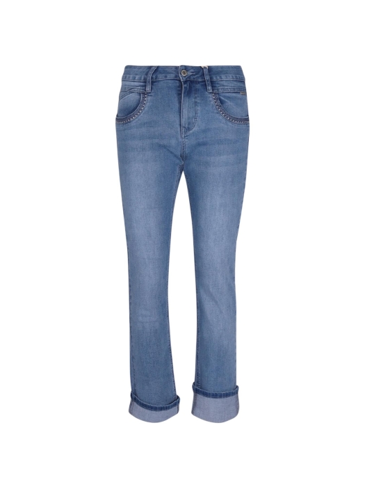 Red Button Kate denim & embroid. pockets Stoneused