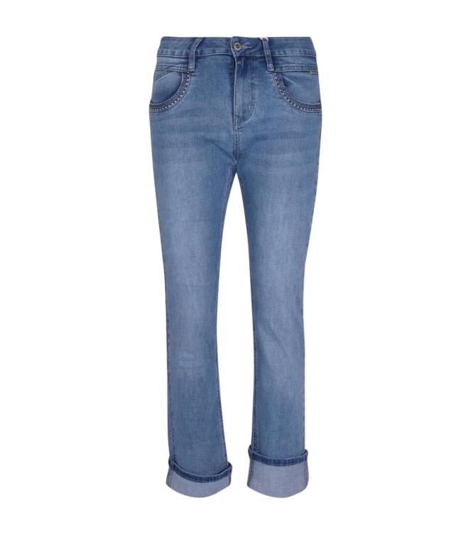 Red Button Kate denim & embroid. pockets Stoneused