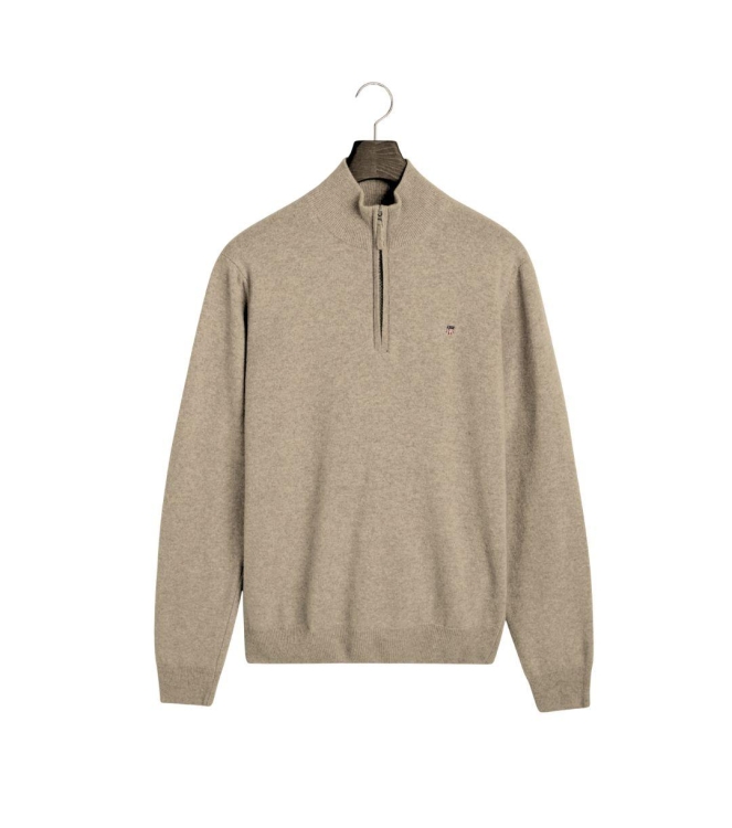 Gant Superfine Lambswool Half-Zip Sweater 295 dk. sand melange