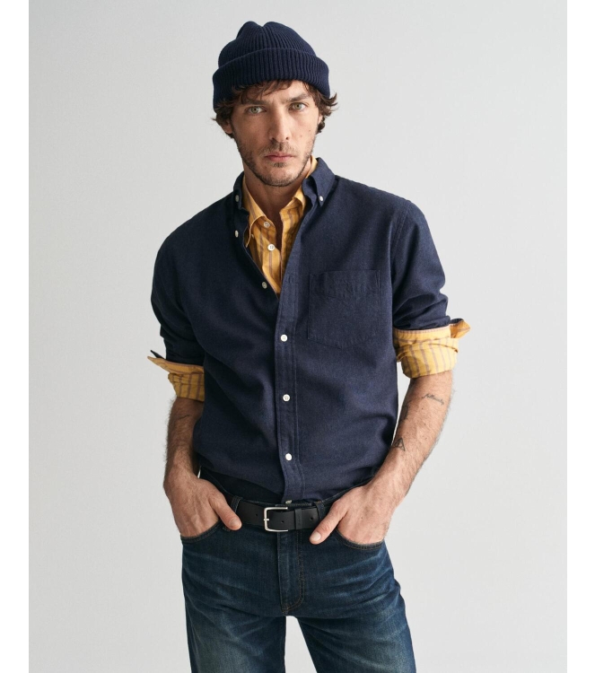 Gant Regular Fit Flannel Melange Shirt 410 marine