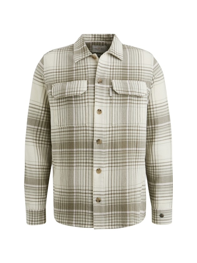 Cast Iron Long Sleeve Shirt Check weave YD 7165 Almond milk