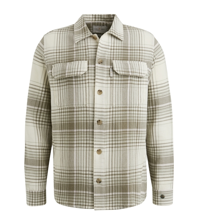 Cast Iron Long Sleeve Shirt Check weave YD 7165 Almond milk