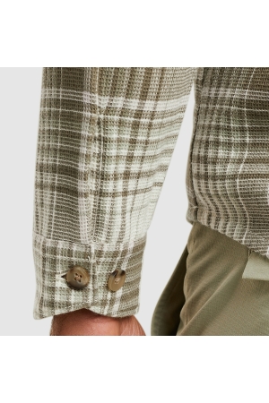 Cast Iron Long Sleeve Shirt Check weave YD 7165 Almond milk