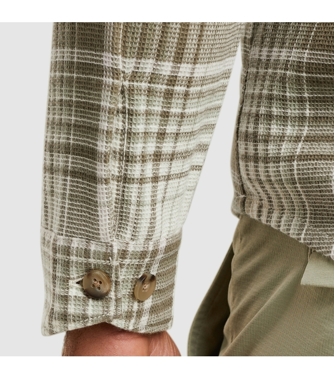 Cast Iron Long Sleeve Shirt Check weave YD 7165 Almond milk