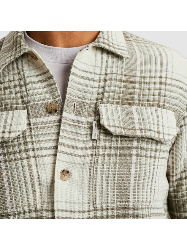Cast Iron Long Sleeve Shirt Check weave YD 7165 Almond milk