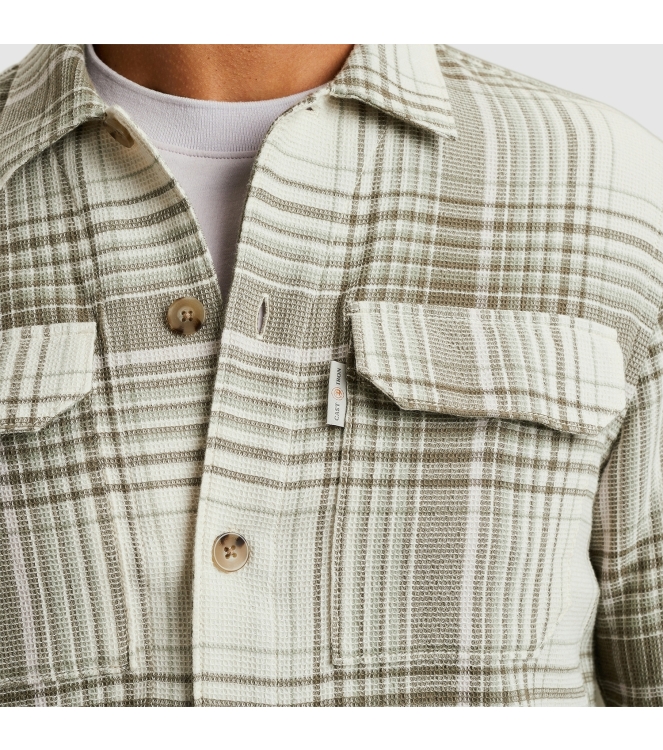 Cast Iron Long Sleeve Shirt Check weave YD 7165 Almond milk