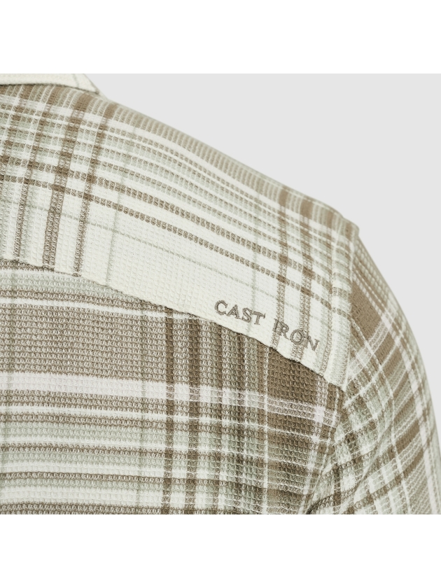 Cast Iron Long Sleeve Shirt Check weave YD 7165 Almond milk