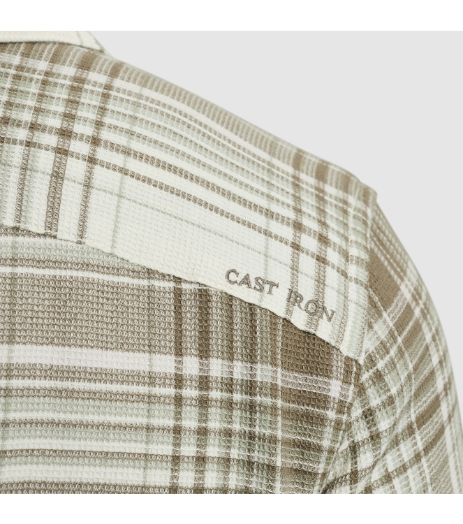 Cast Iron Long Sleeve Shirt Check weave YD 7165 Almond milk