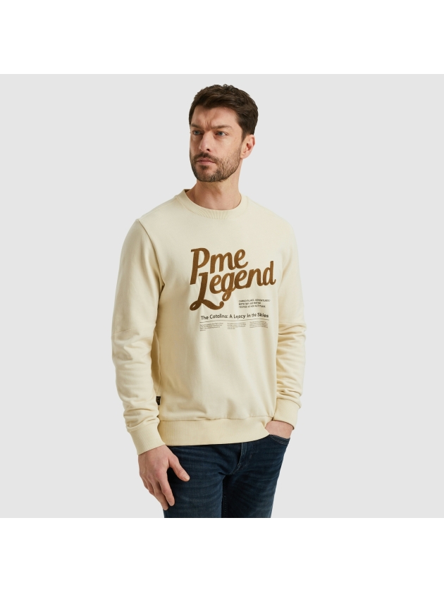 PME Legend Crewneck peached terry 7013 Bone white