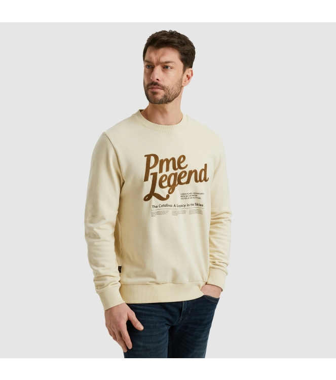 PME Legend Crewneck peached terry 7013 Bone white