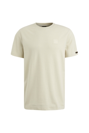 PME Legend Short sleeve r-neck jacquard strip 7013 Bone white