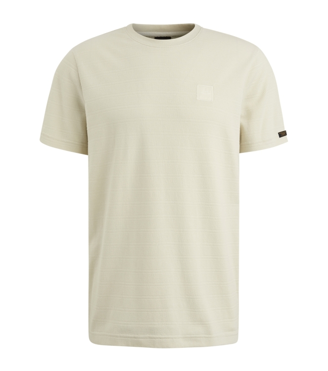 PME Legend Short sleeve r-neck jacquard strip 7013 Bone white