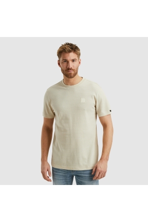 PME Legend Short sleeve r-neck jacquard strip 7013 Bone white