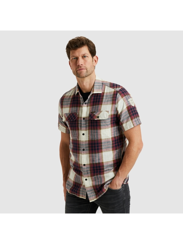 PME Legend Short Sleeve Shirt Y/D Slub Herrin 4021 Dry rose