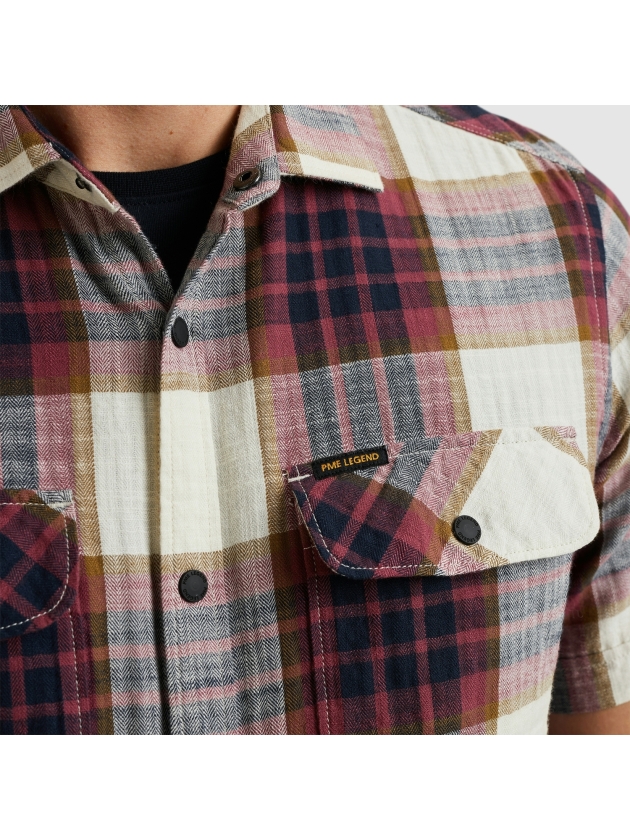 PME Legend Short Sleeve Shirt Y/D Slub Herrin 4021 Dry rose