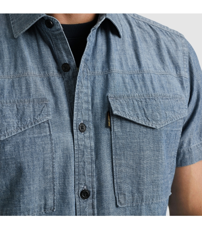 PME Legend Short Sleeve Shirt Indigo Chambray 590 Real indigo