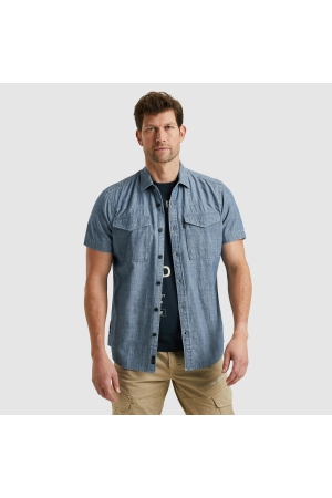 PME Legend Short Sleeve Shirt Indigo Chambray 590 Real indigo